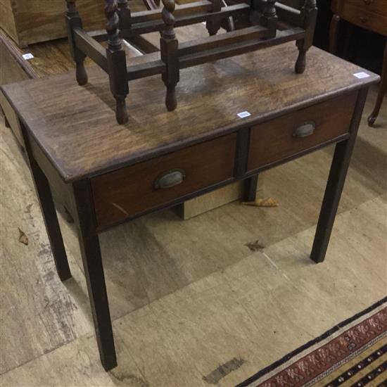 Oak two drawer side table